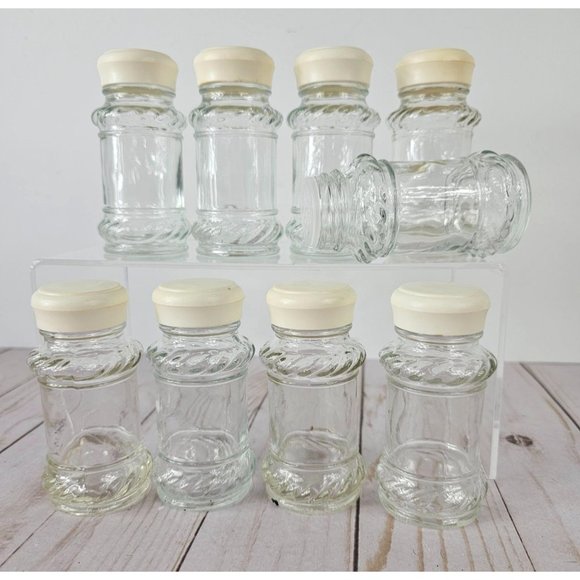 Set of 9‎ Clear Glass Spice Jars with Rope Pattern and Sifting Lids - Picture 1 of 5